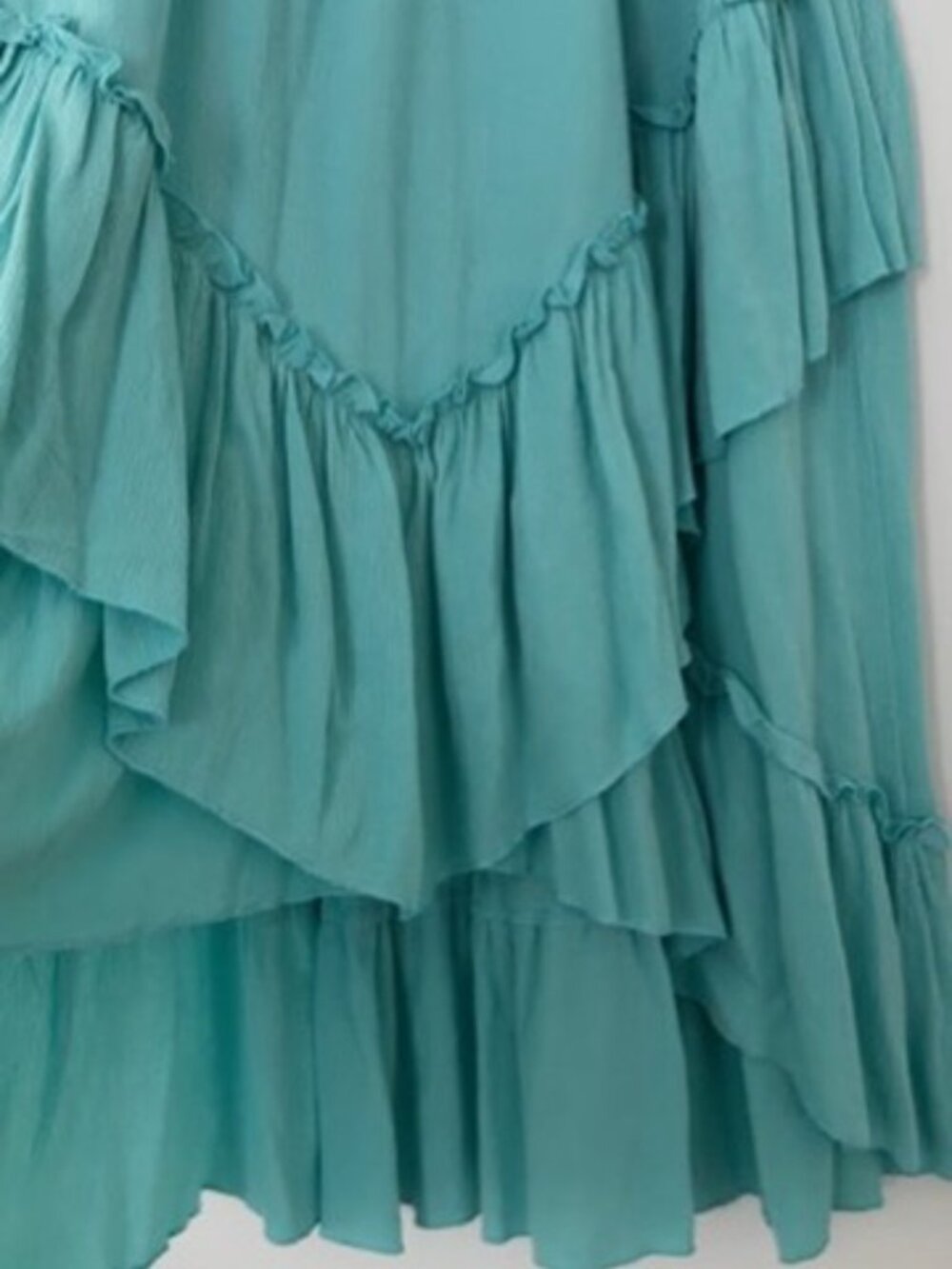 Strapless High-Low Ruffle Dress — Turquoise | S - Picture 4 of 8